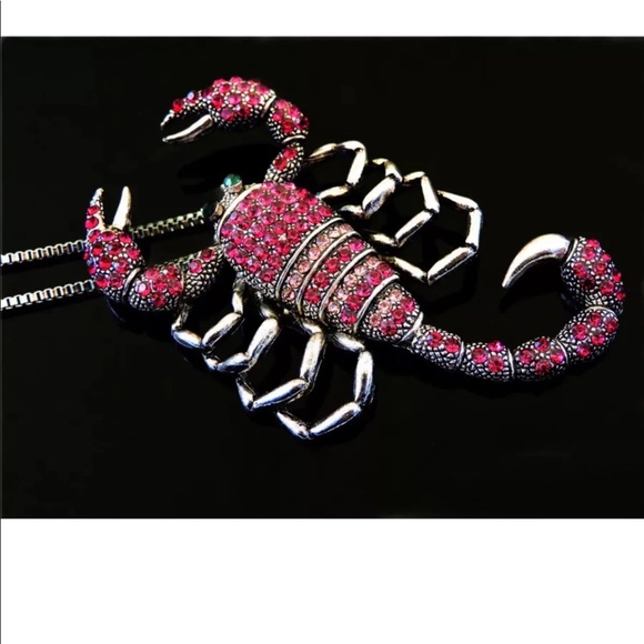 Pink Crystal Scorpion Necklace (Tail Moves) - Picture 3 of 4
